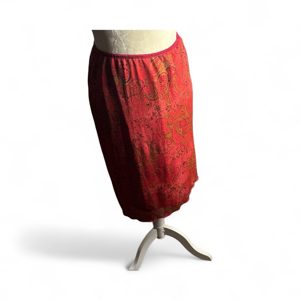 VTG Jonathan Martin Red Paisley Bohemian Floral pencil Midi Skirt lined SZ M